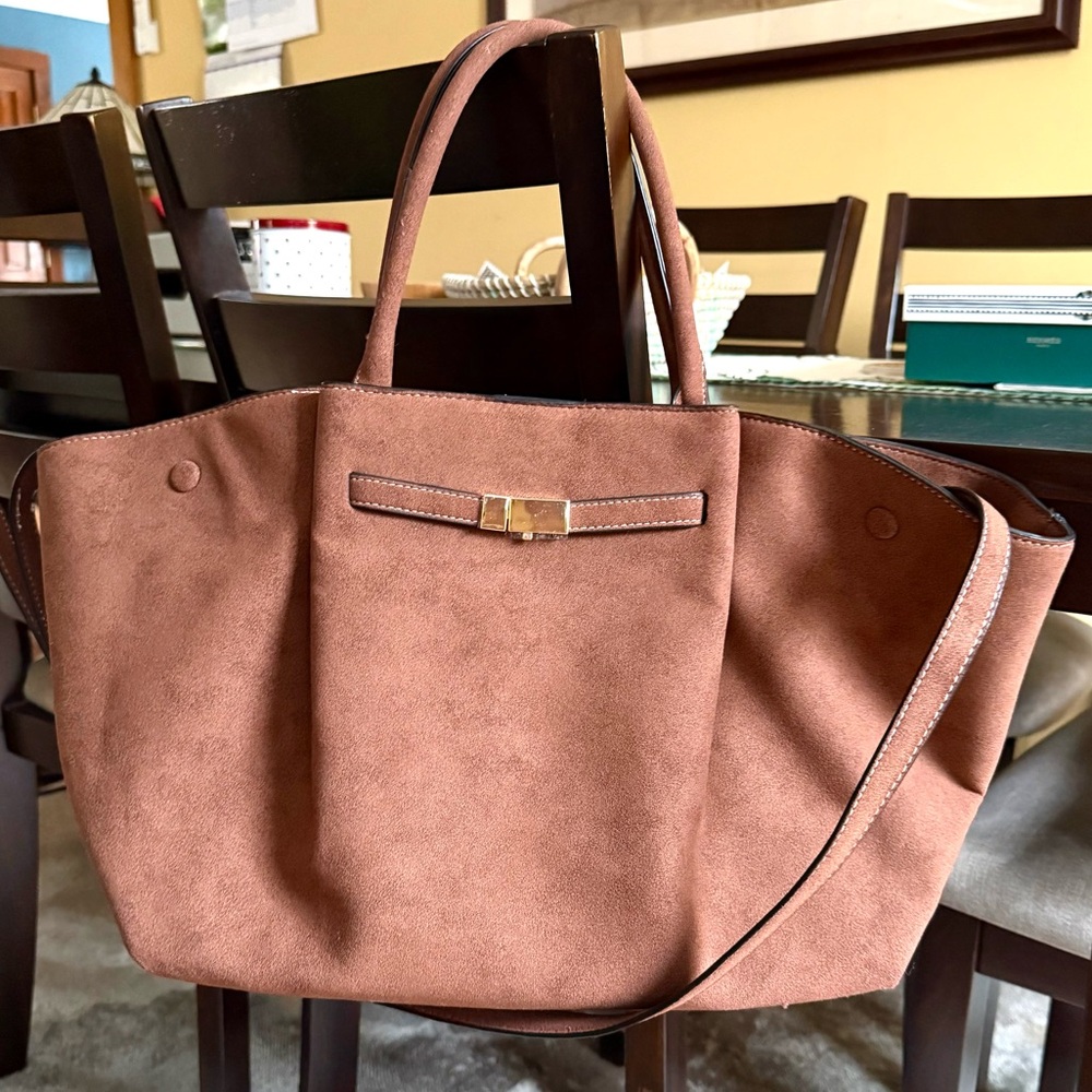 Faux Suede Tote Bag